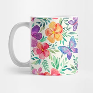 Summer Blooms & Butterflies on cream Mug